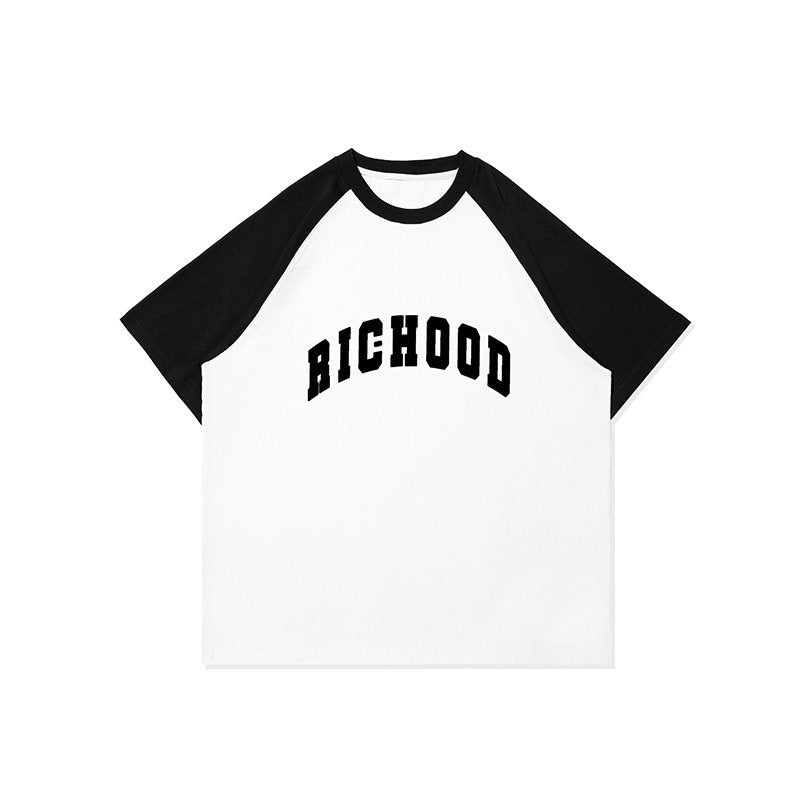 RickyisClown_Colorblock_Raglan_Loose_Fit_Men's_Cotton_Short_Sleeve_T-shirts_MISSTT