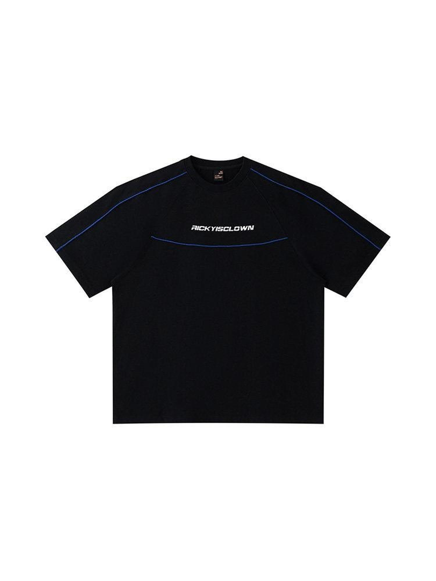 RickyisClown Colorblock Stripe Patchwork Men's Cotton Short Sleeve T-shirts