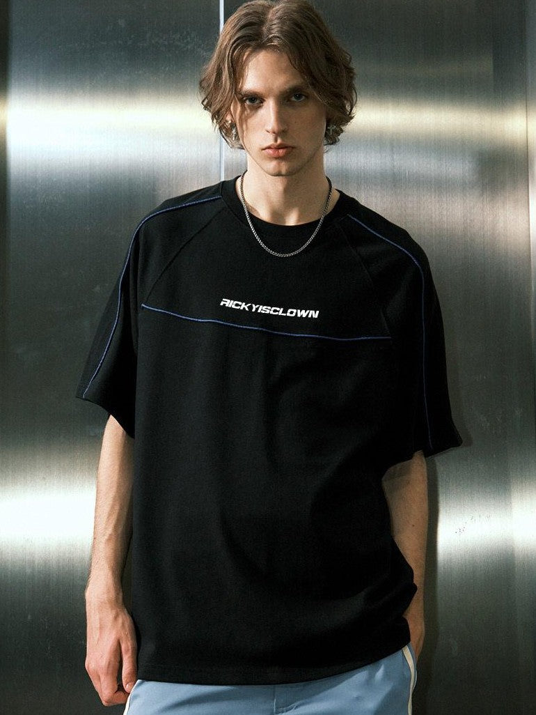RickyisClown Colorblock Stripe Patchwork Men's Cotton Short Sleeve T-shirts