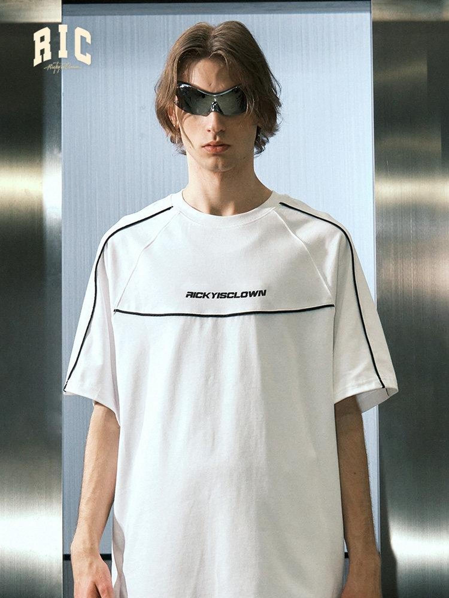 RickyisClown Colorblock Stripe Patchwork Men's Cotton Short Sleeve T-shirts