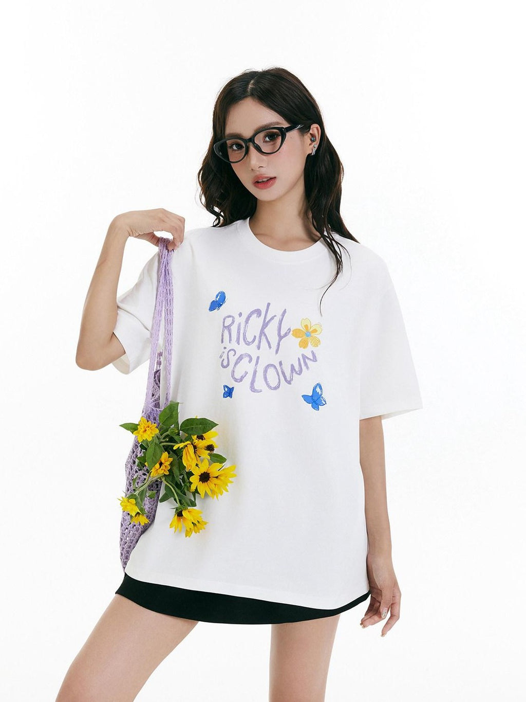 RickyisClown Crayon Cherry Blossom Print Quick Dry Men's Cotton Blend Short Sleeve T-shirts
