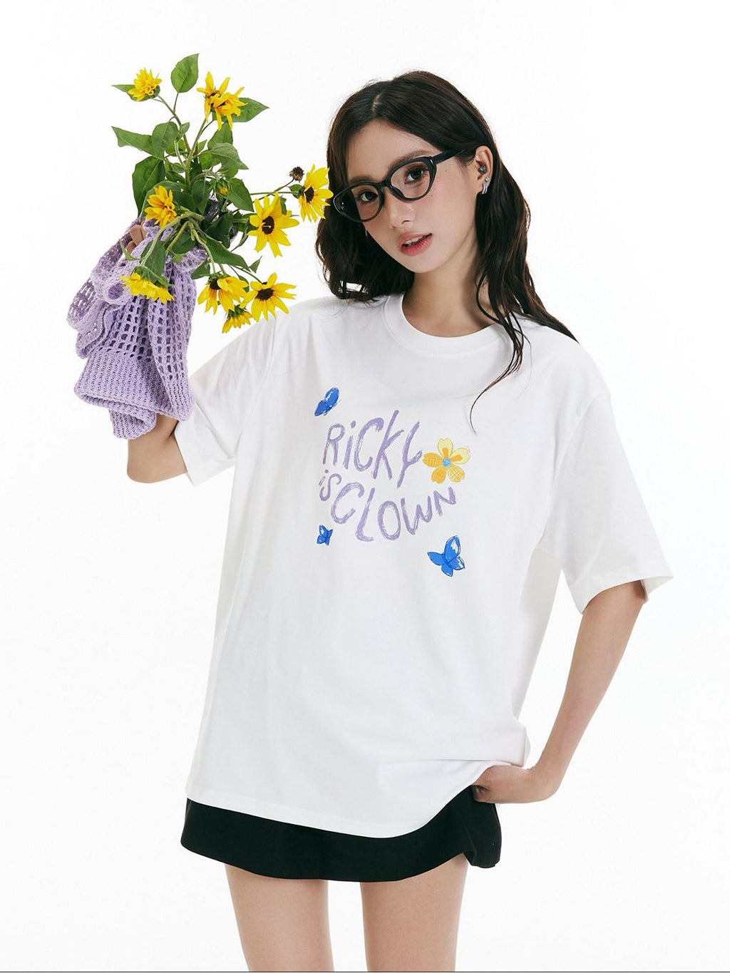 RickyisClown Crayon Cherry Blossom Print Quick Dry Men's Cotton Blend Short Sleeve T-shirts