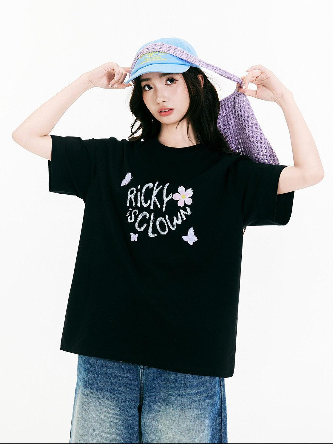 RickyisClown Crayon Cherry Blossom Print Quick Dry Men's Cotton Blend Short Sleeve T-shirts