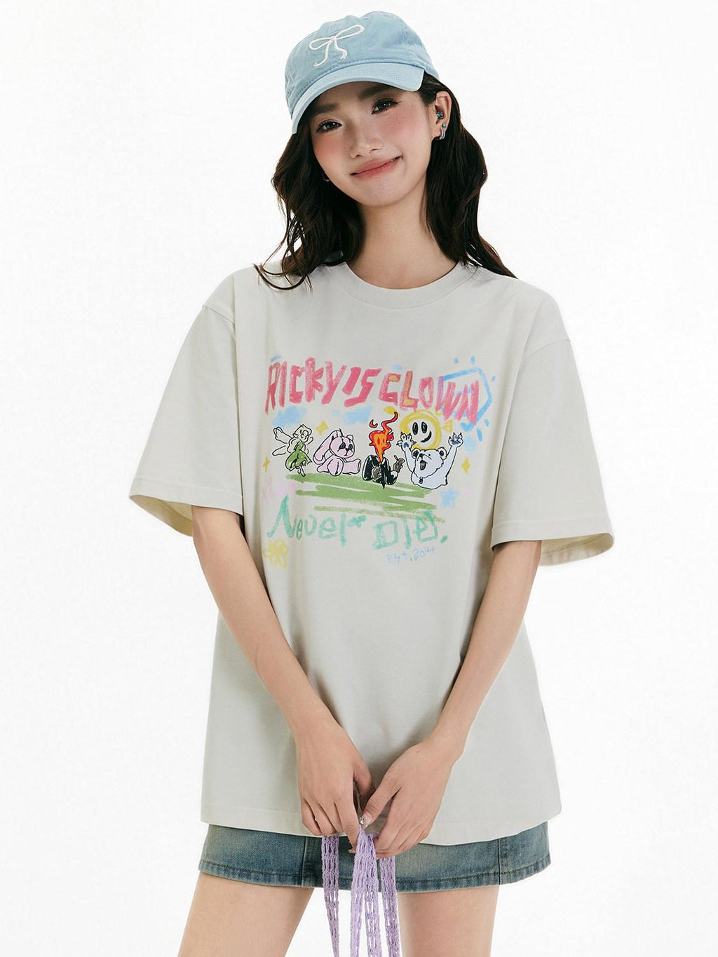 RickyisClown Creative Fun Print Loose Fit Men's Cotton Breathable Short Sleeve T Shirts