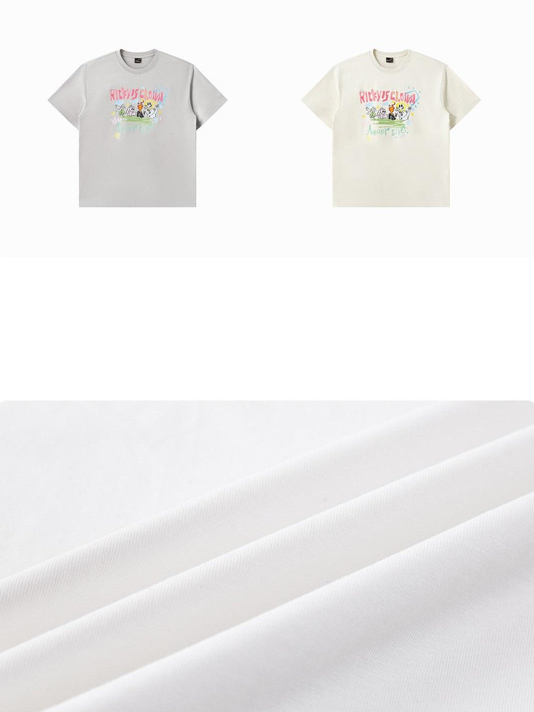 RickyisClown Creative Fun Print Loose Fit Men's Cotton Breathable Short Sleeve T Shirts