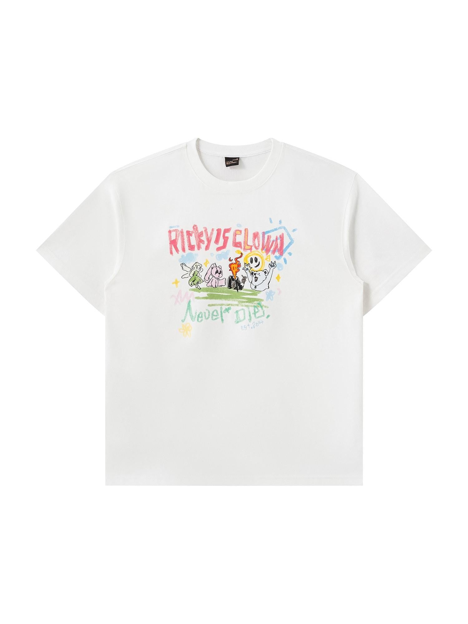 RickyisClown Creative Fun Print Loose Fit Men's Cotton Breathable Short Sleeve T Shirts