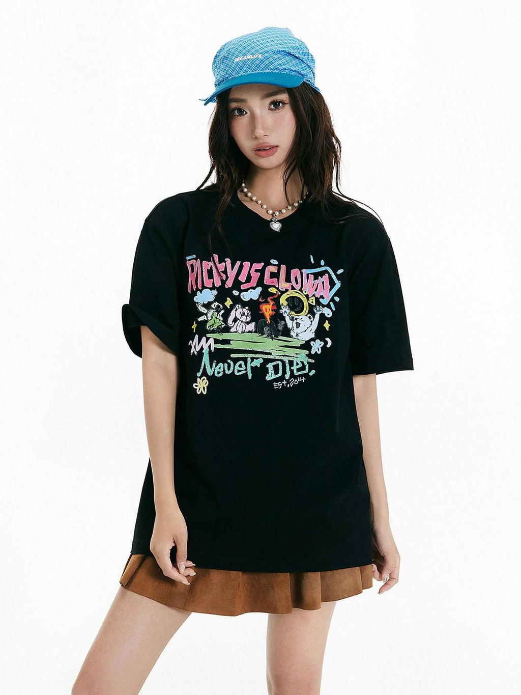 RickyisClown Creative Fun Print Loose Fit Men's Cotton Breathable Short Sleeve T Shirts