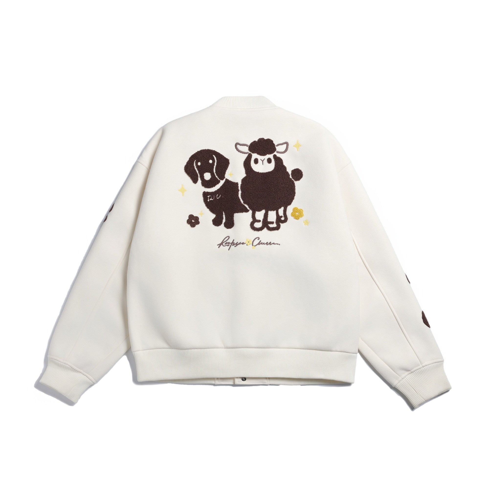 RickyisClown_Cute_Lamb_And_Puppy_Chenille_Embroidered_Men's_Polyester_Baseball_Jerseys_MISSTT