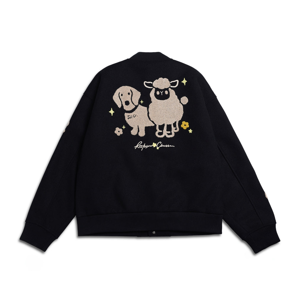 RickyisClown_Cute_Lamb_And_Puppy_Chenille_Embroidered_Men's_Polyester_Baseball_Jerseys_MISSTT