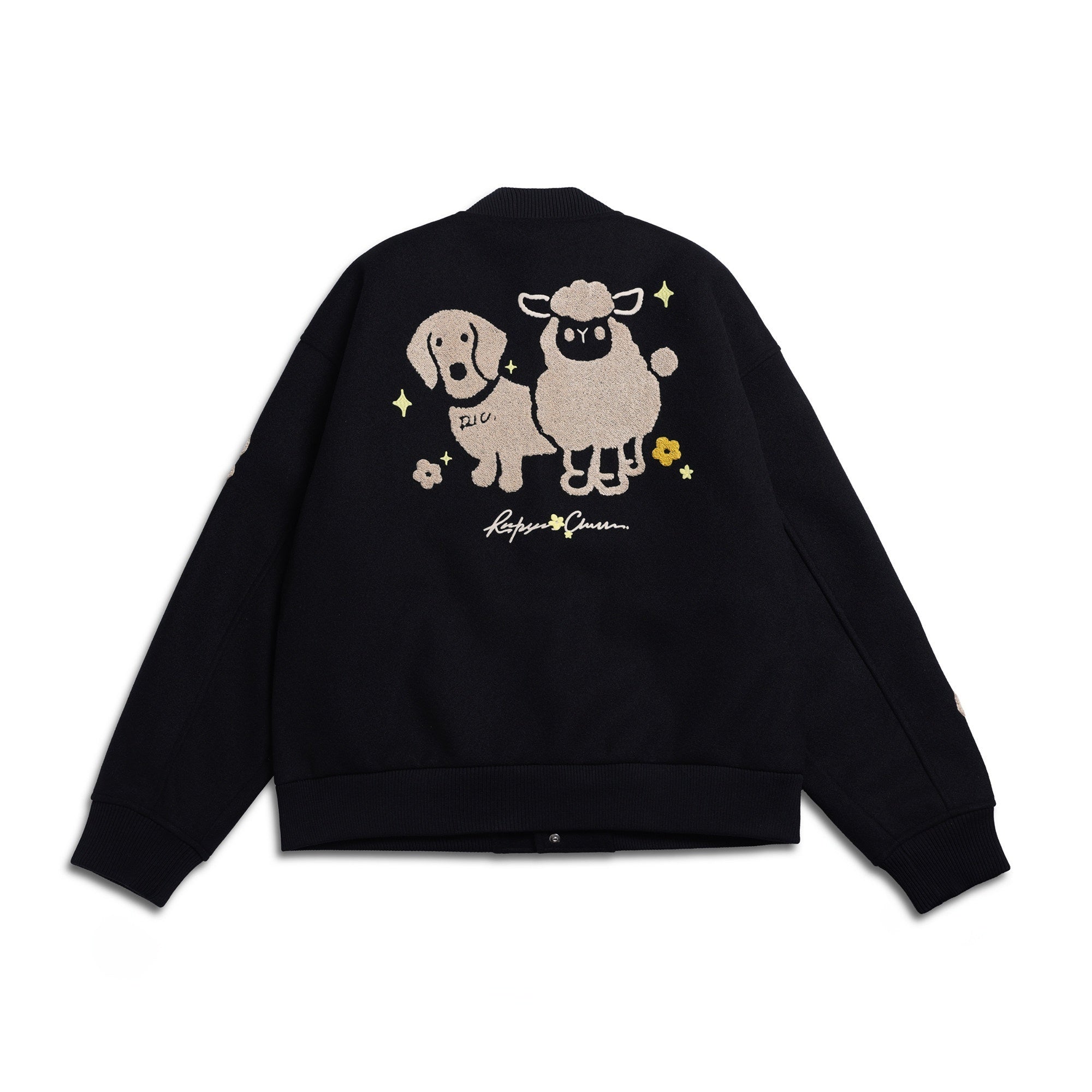 RickyisClown_Cute_Lamb_And_Puppy_Chenille_Embroidered_Men's_Polyester_Baseball_Jerseys_MISSTT