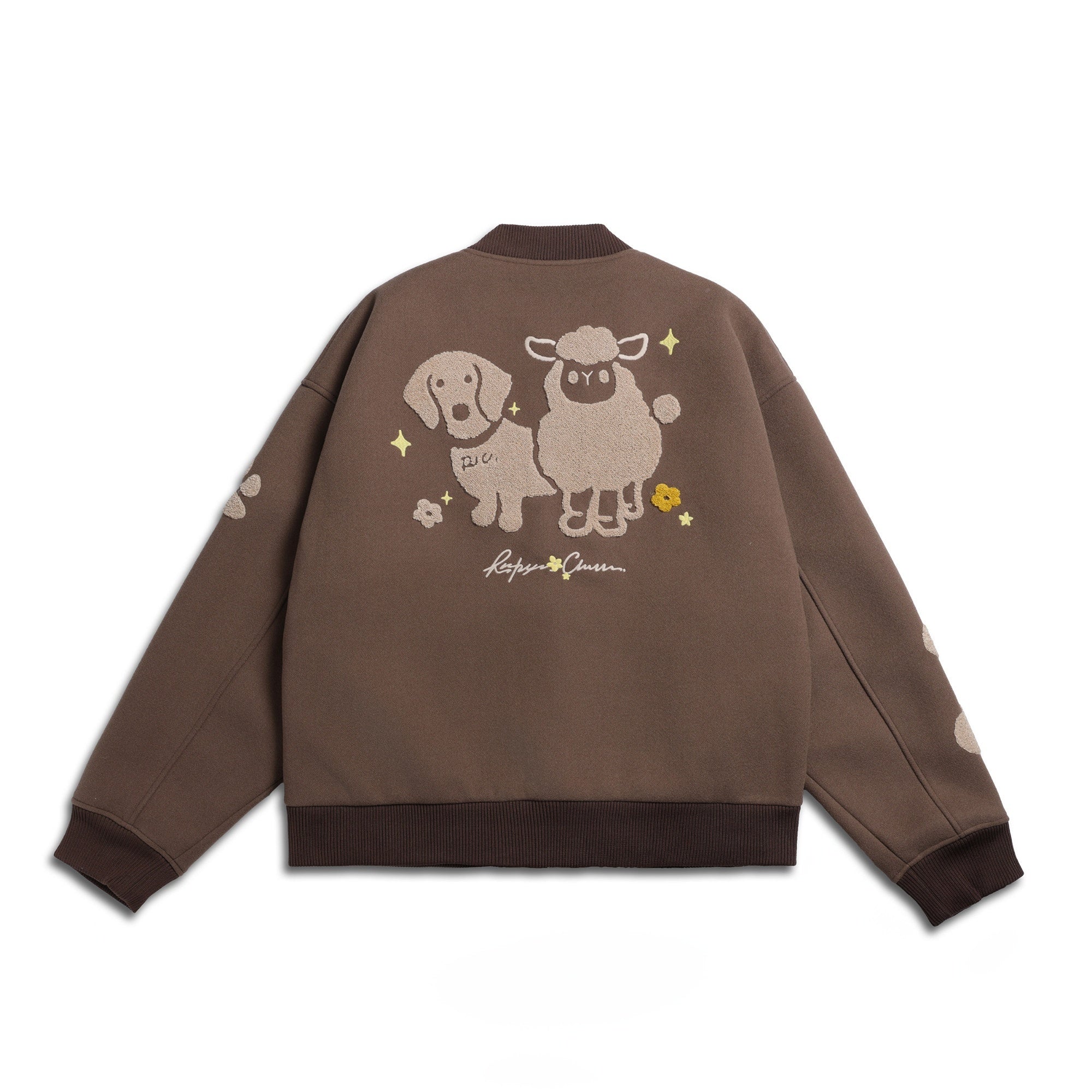 RickyisClown_Cute_Lamb_And_Puppy_Chenille_Embroidered_Men's_Polyester_Baseball_Jerseys_MISSTT