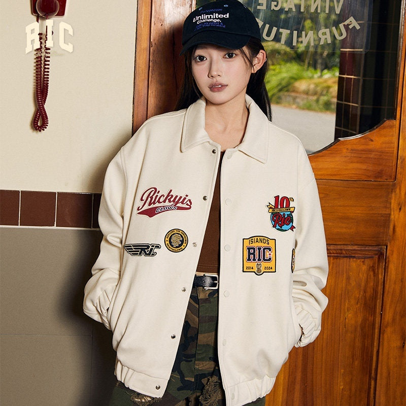 RickyisClown_Embroidered_Badge_Turndown_Collar_Men's_Polyester_Coach_Jackets_MISSTT