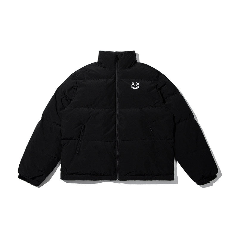 RickyisClown_Embroidered_Ripped_Smiley_Stand_Collar_Men's_Nylon_Down_Jackets_MISSTT
