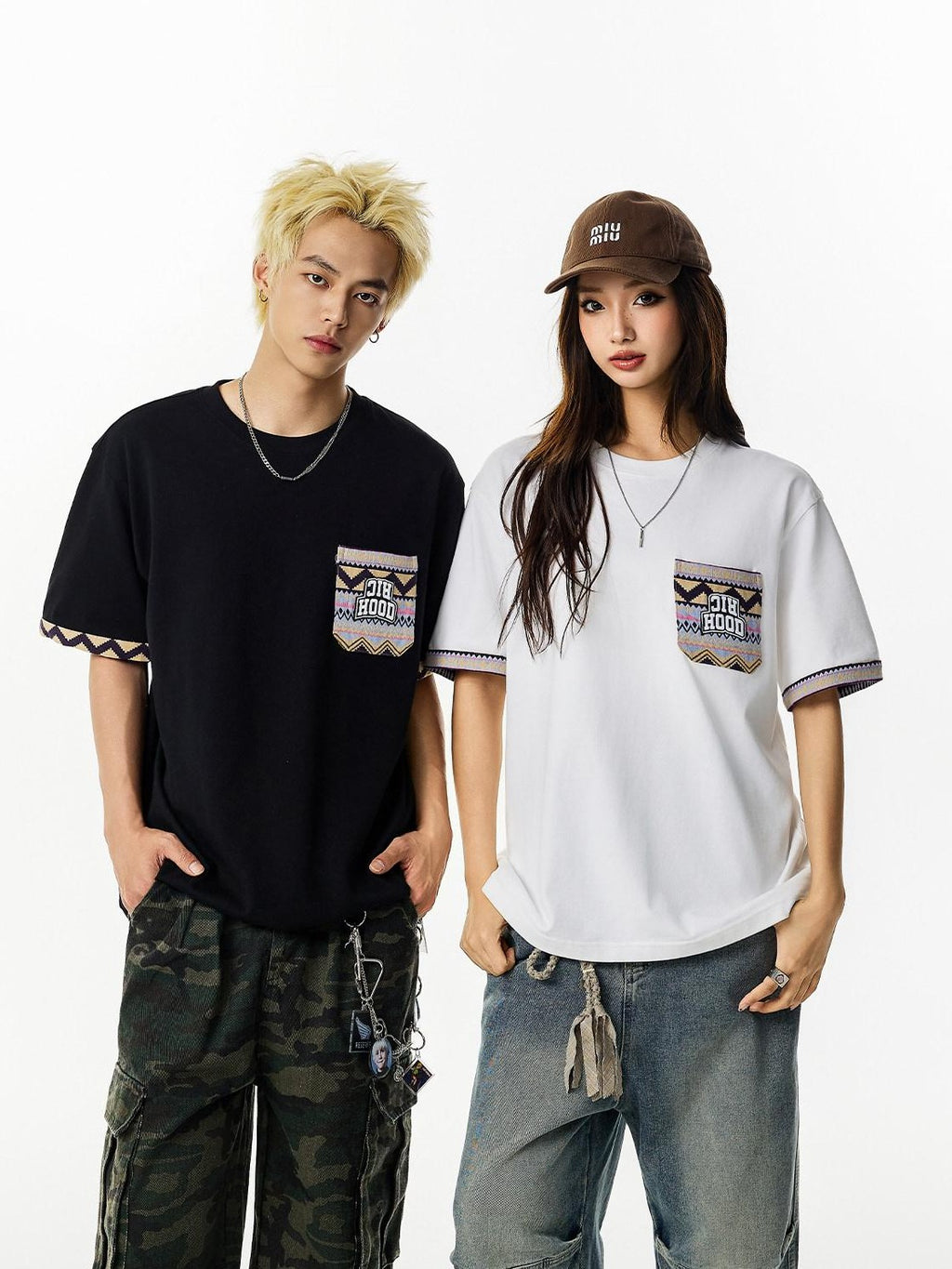 Ethnic Print Cooling Loose Fit High Street Men's Short Sleeve T-shirts