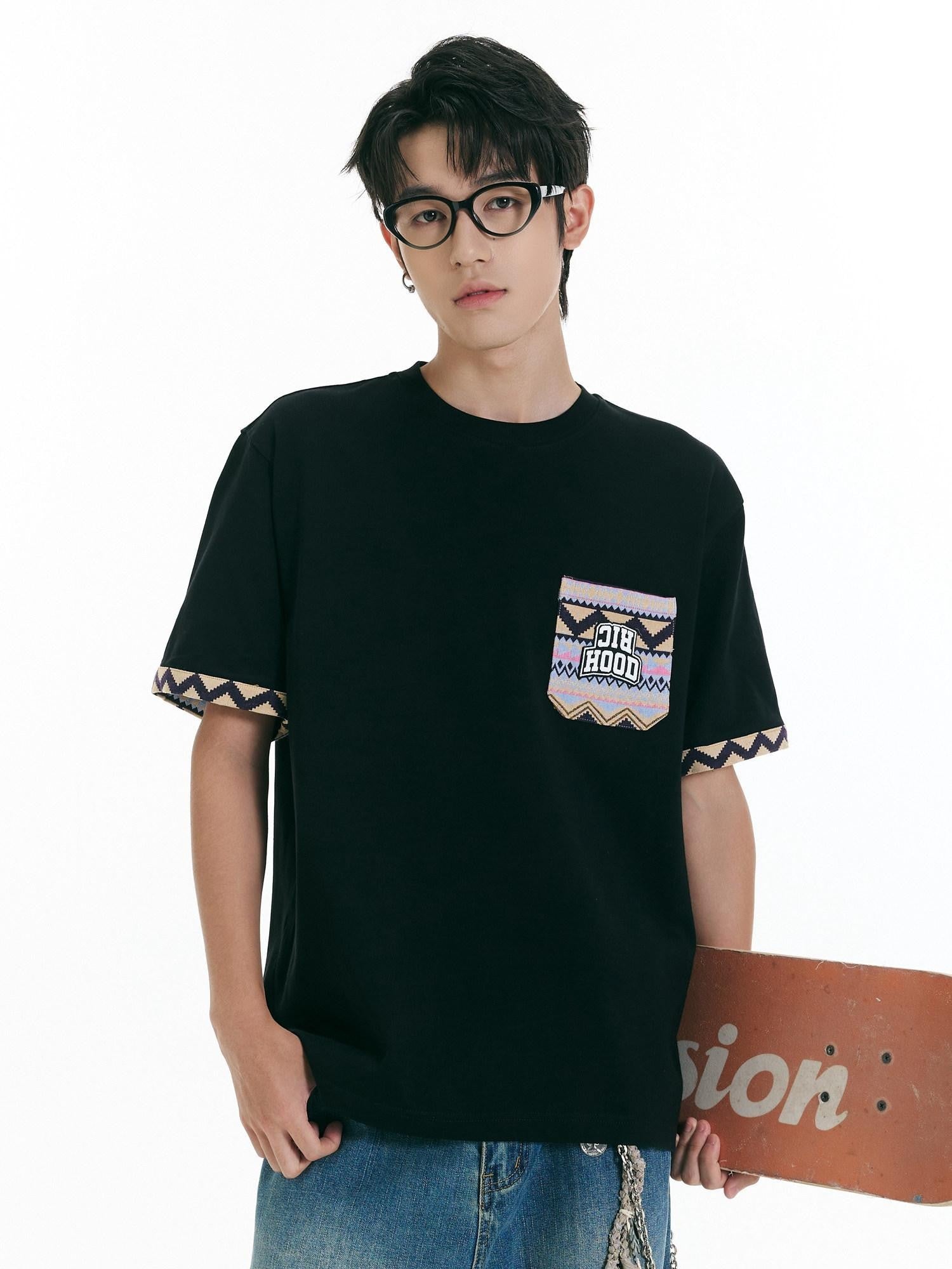 Ethnic Print Cooling Loose Fit High Street Men's Short Sleeve T-shirts