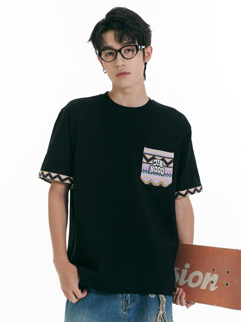 Ethnic Print Cooling Loose Fit High Street Men's Short Sleeve T-shirts