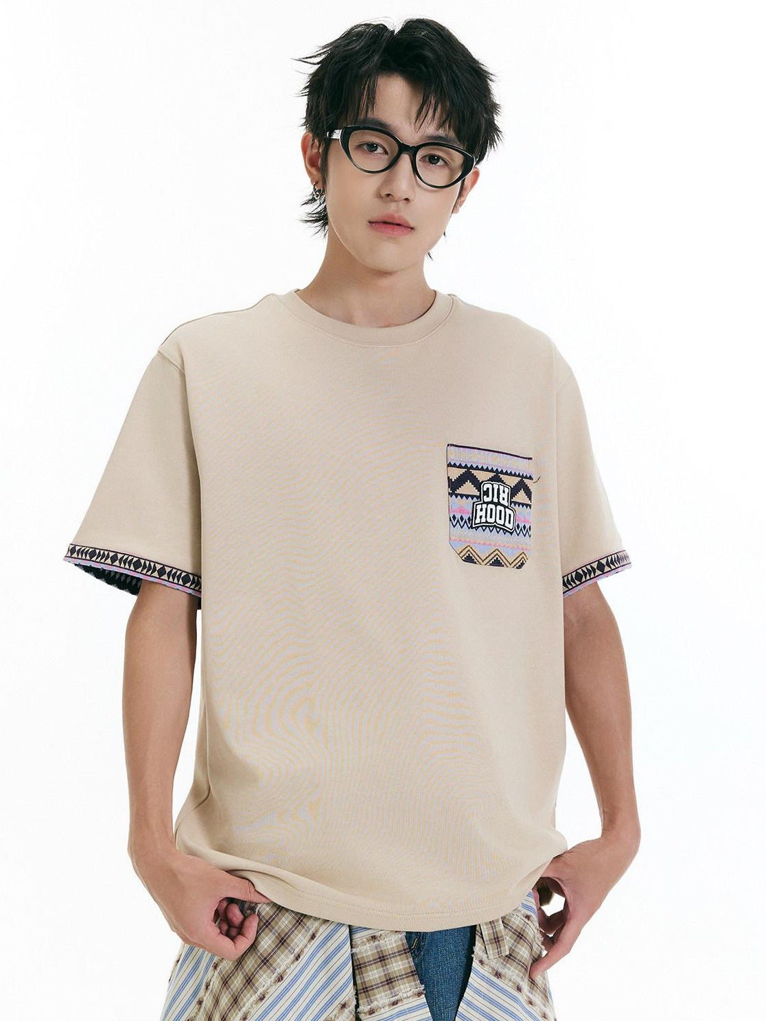 Ethnic Print Cooling Loose Fit High Street Men's Short Sleeve T-shirts