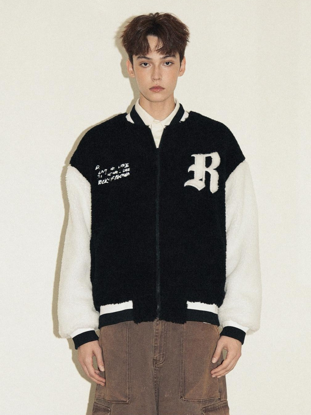 RickyisClown Faux Fur Plush Baseball Men's Cotton Padded Quilted Varsity Jackets