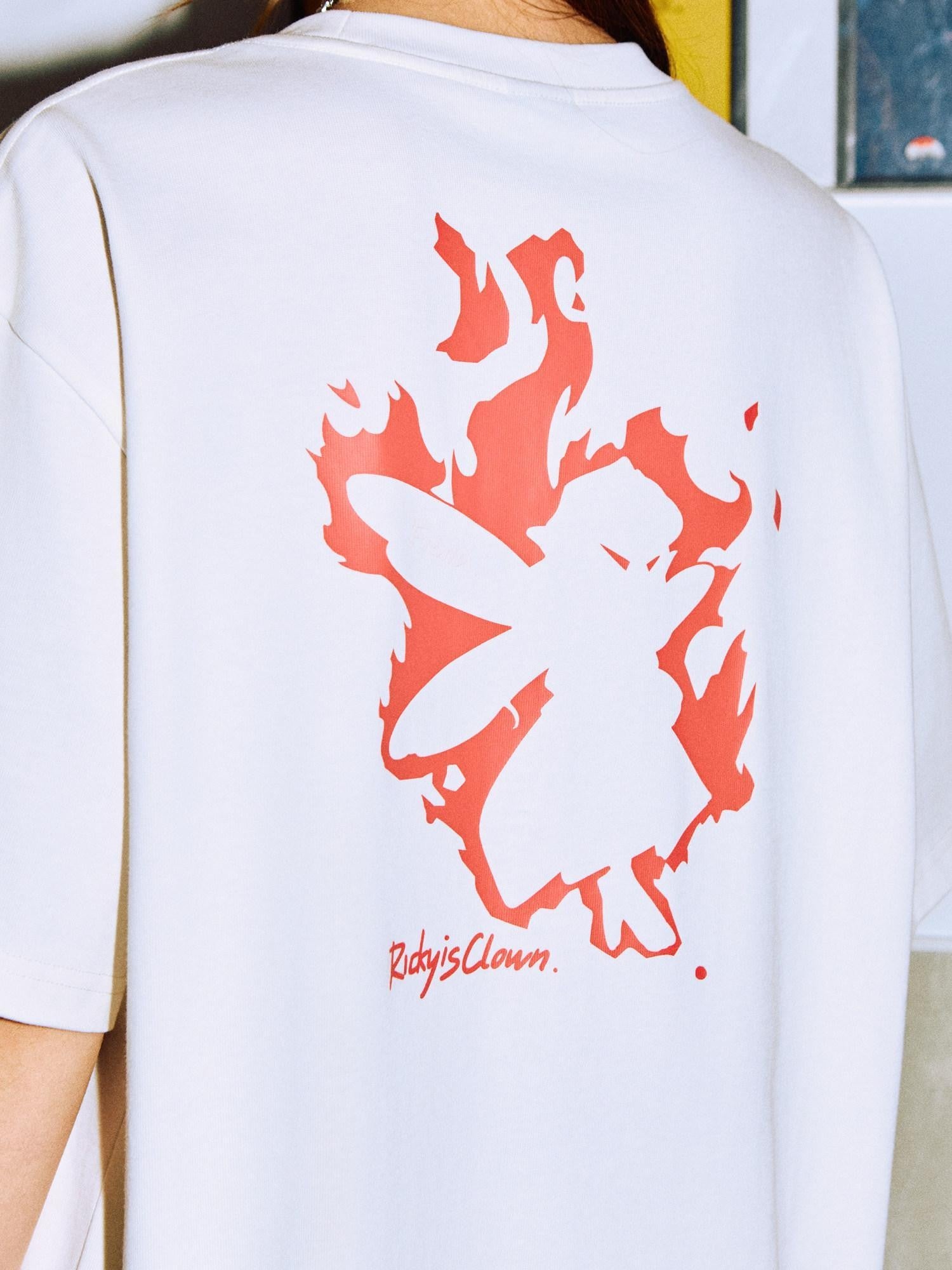 RickyisClown Flame Flower Fairy Cartoon Print Men's Cotton Short Sleeve T-shirts