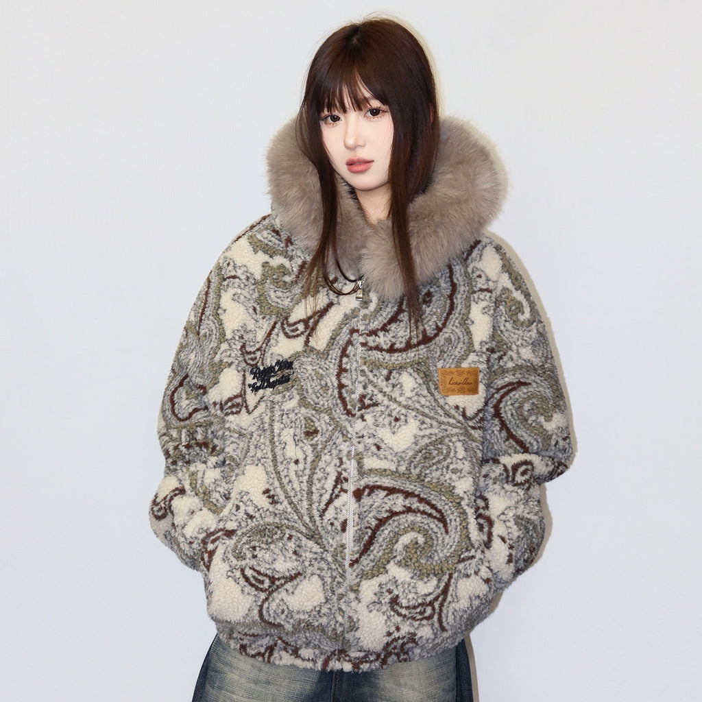 RickyisClown_Floral_Hooded_Zipper_Lambswool_Men's_Polyester_Fleece_Jackets_MISSTT