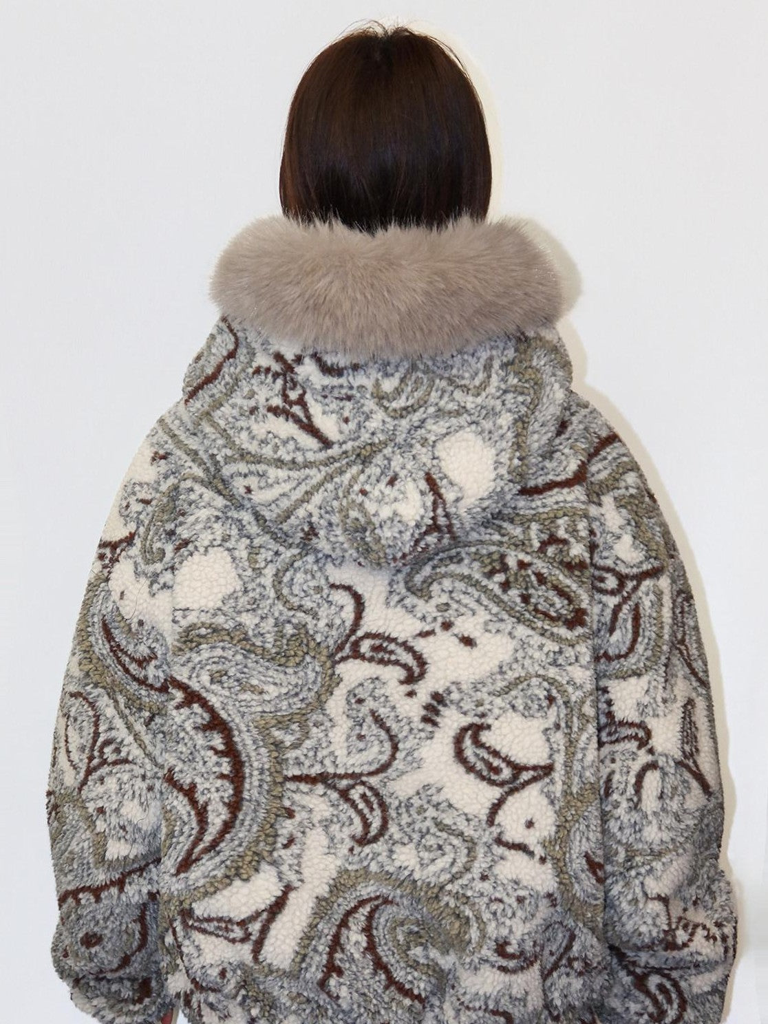 RickyisClown Floral Hooded Zipper Lambswool Men's Polyester Fleece Jackets