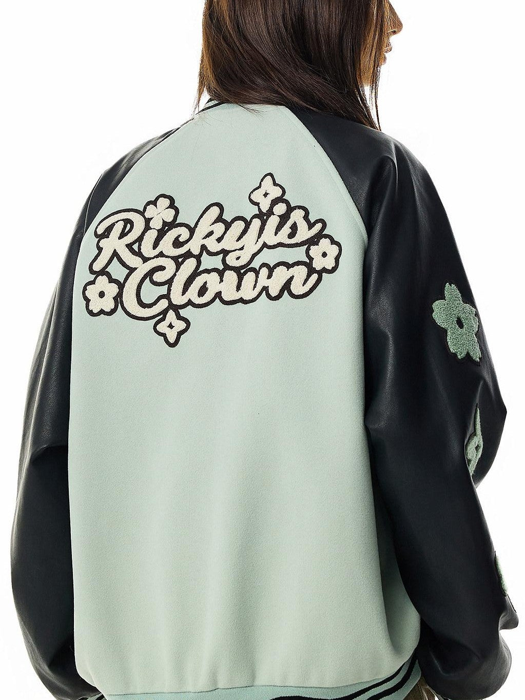 RickyisClown Floral Towel Embroidered Loose Fit Ribbed Hem Men's Baseball Jerseys
