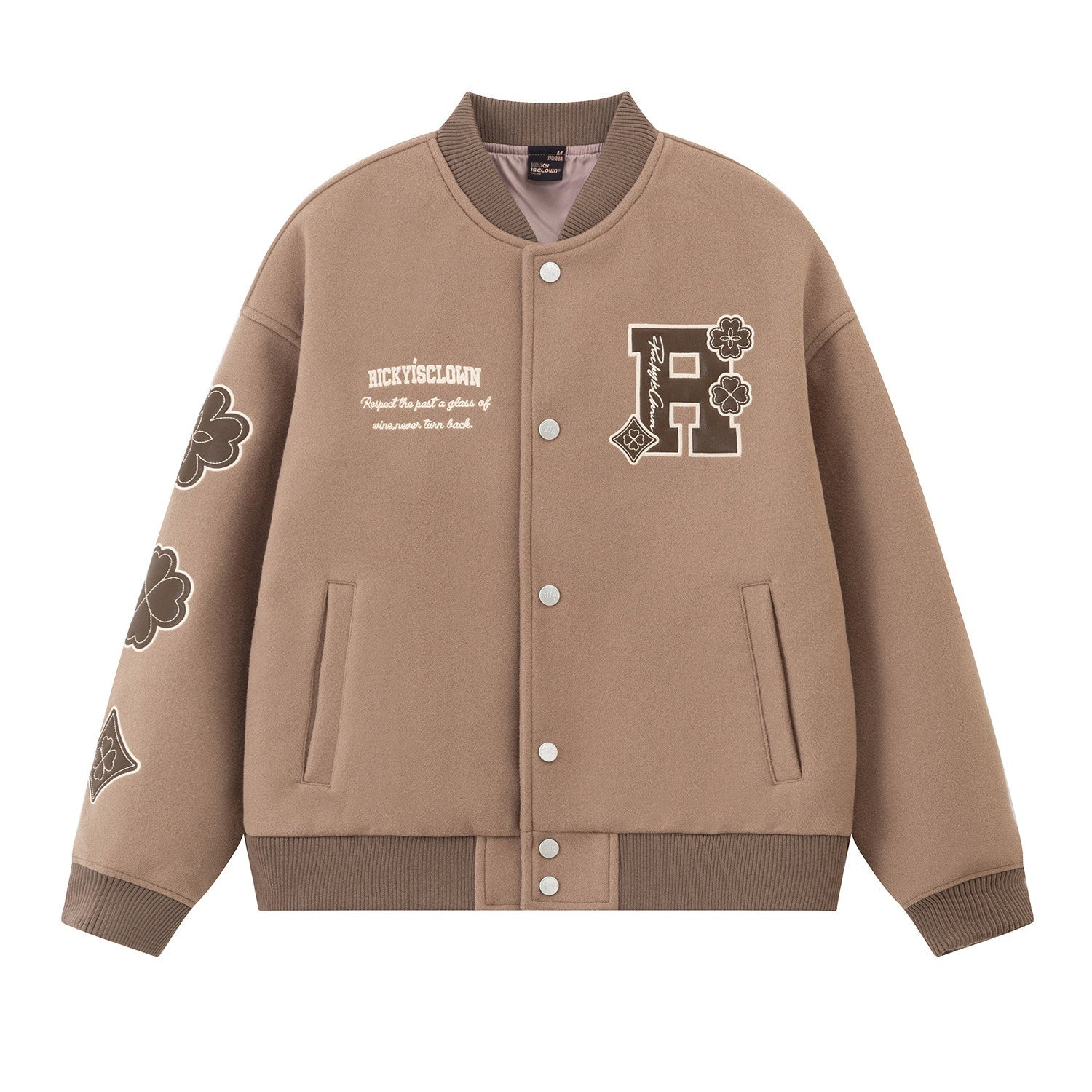 RickyisClown_Four_Leaf_Clover_Applique_Embroidered_Men's_Polyester_Varsity_Jackets_MISSTT