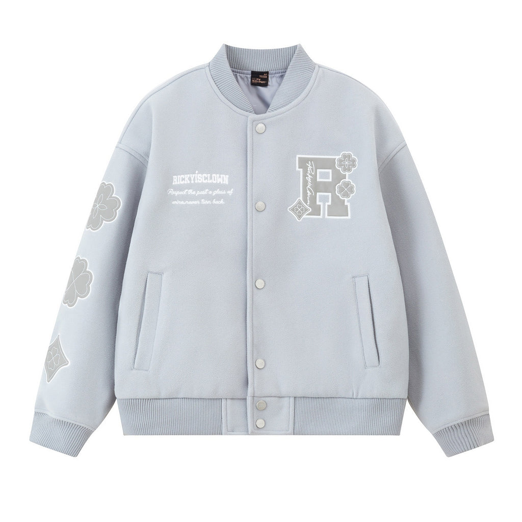 RickyisClown_Four_Leaf_Clover_Applique_Embroidered_Men's_Polyester_Varsity_Jackets_MISSTT
