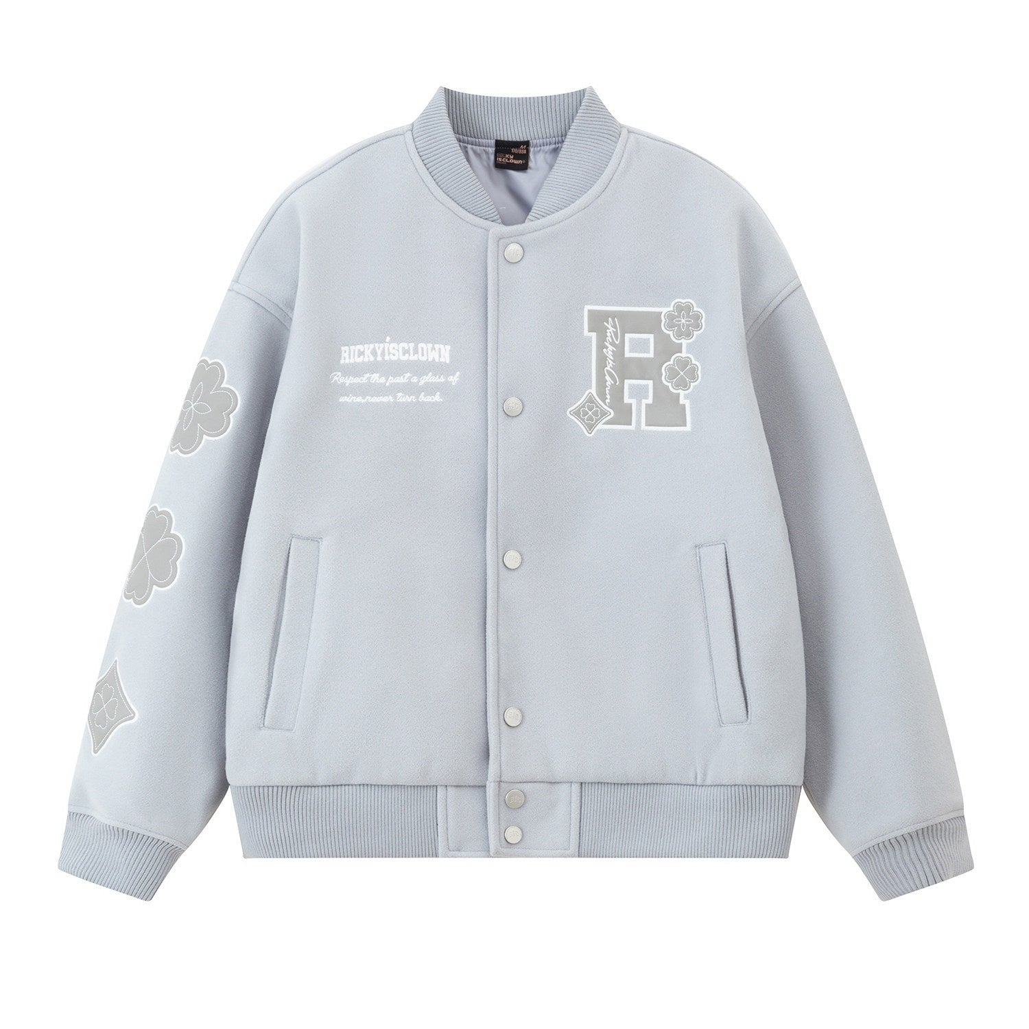 RickyisClown_Four_Leaf_Clover_Applique_Embroidered_Men's_Polyester_Varsity_Jackets_MISSTT
