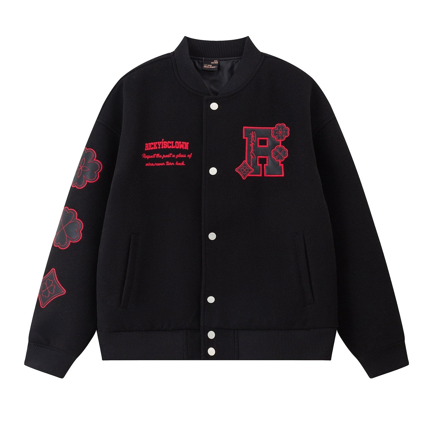 RickyisClown_Four_Leaf_Clover_Applique_Embroidered_Men's_Polyester_Varsity_Jackets_MISSTT