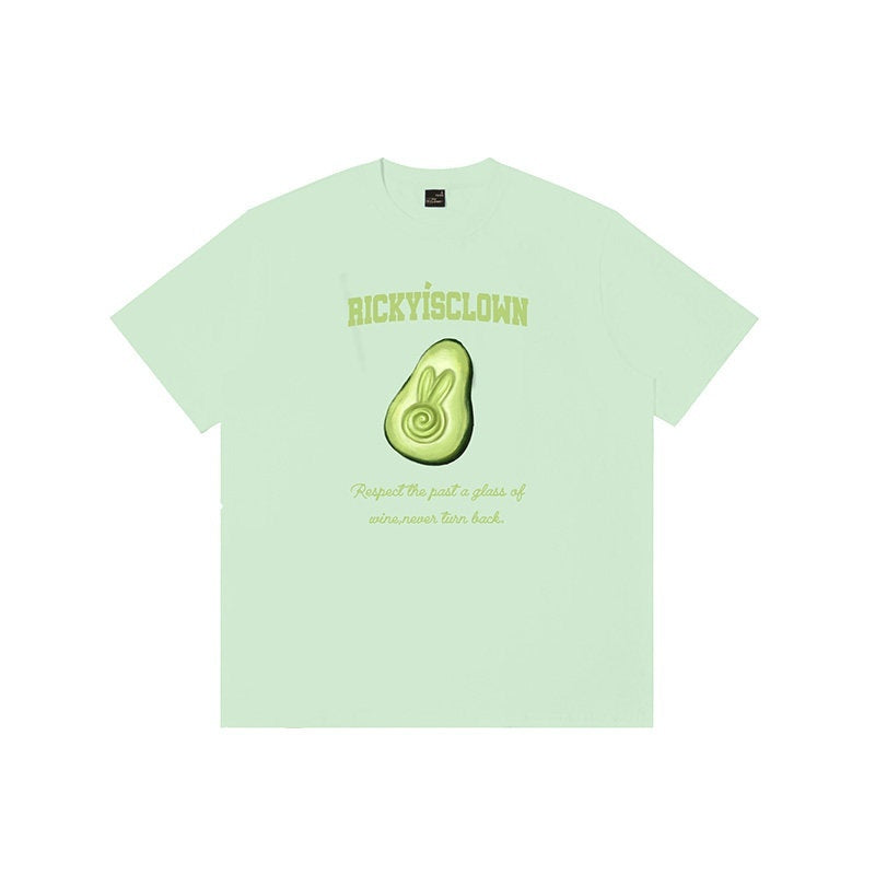 RickyisClown_Fruit_Print_Loose_Fit_Men's_100_Percent_Cotton_Short_Sleeve_T-shirts_MISSTT