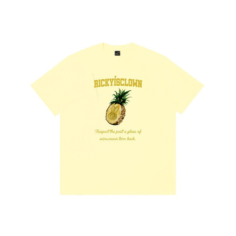 RickyisClown_Fruit_Print_Loose_Fit_Men's_100_Percent_Cotton_Short_Sleeve_T-shirts_MISSTT