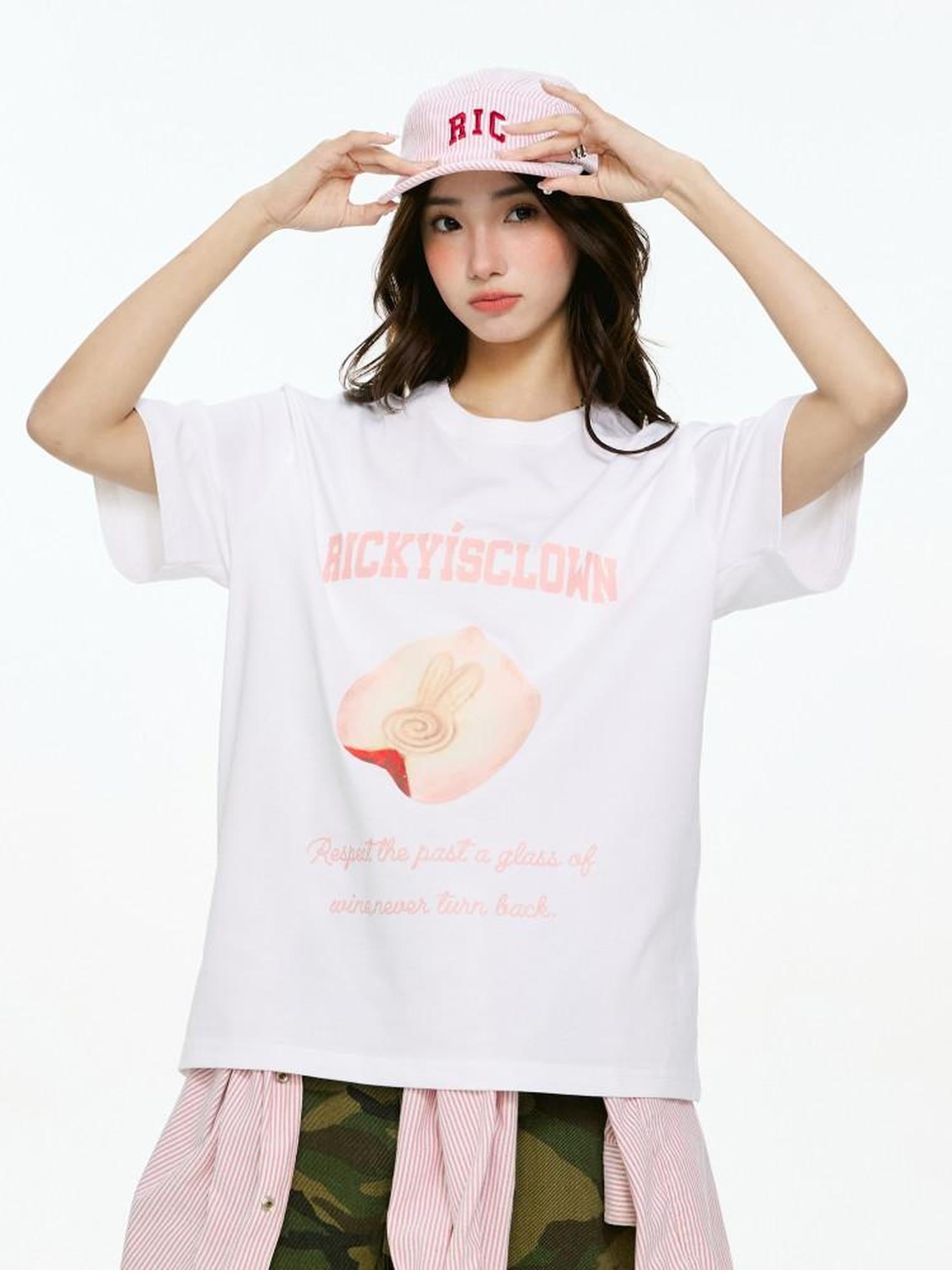 RickyisClown Fruit Print Loose Fit Men's 100 Percent Cotton Short Sleeve T-shirts