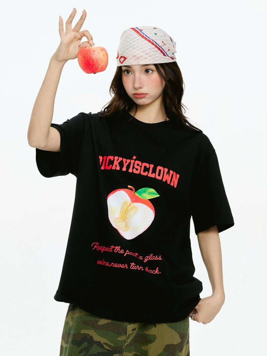 RickyisClown Fruit Print Loose Fit Men's 100 Percent Cotton Short Sleeve T-shirts