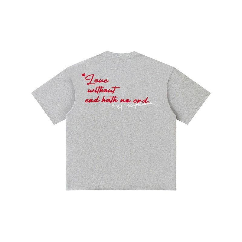 RickyisClown_Heart_Embroidered_Round_Neck_Men's_100_Percent_Cotton_Short_Sleeve_T-shirts_MISSTT