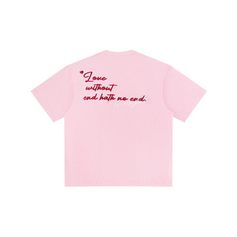 RickyisClown_Heart_Embroidered_Round_Neck_Men's_100_Percent_Cotton_Short_Sleeve_T-shirts_MISSTT