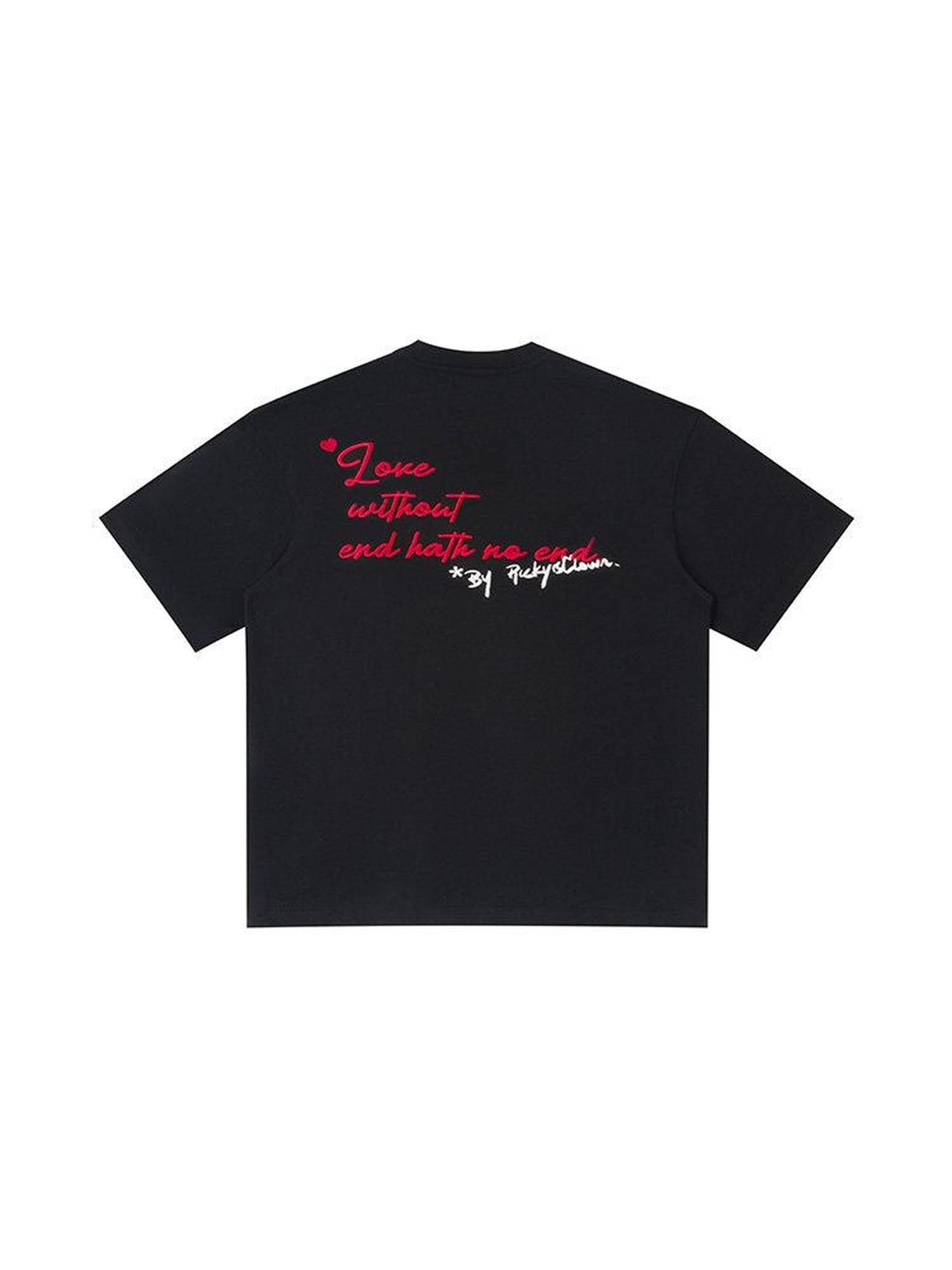 RickyisClown Heart Embroidered Round Neck Men's 100 Percent Cotton Short Sleeve T-shirts