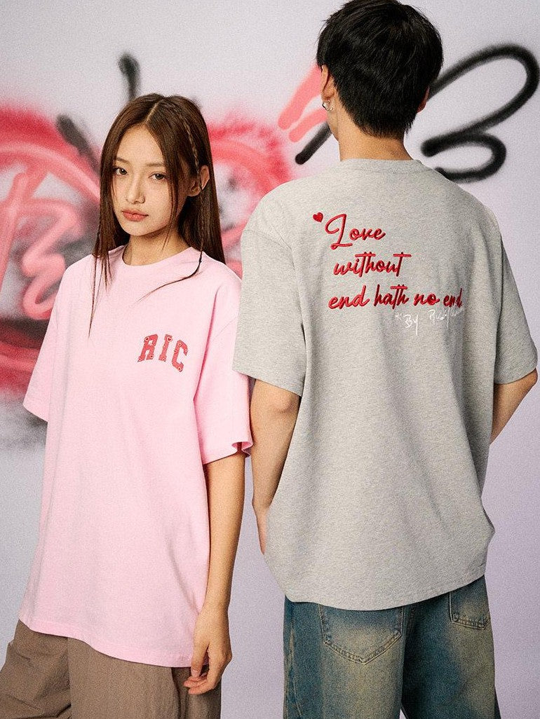 RickyisClown Heart Embroidered Round Neck Men's 100 Percent Cotton Short Sleeve T-shirts
