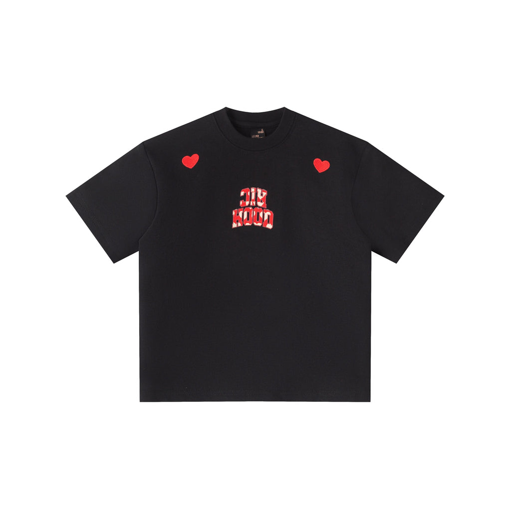 RickyisClown_Heart_Embroidery_Slim_Fit_Men's_Cotton_Blend_Short_Sleeve_T-shirts_MISSTT