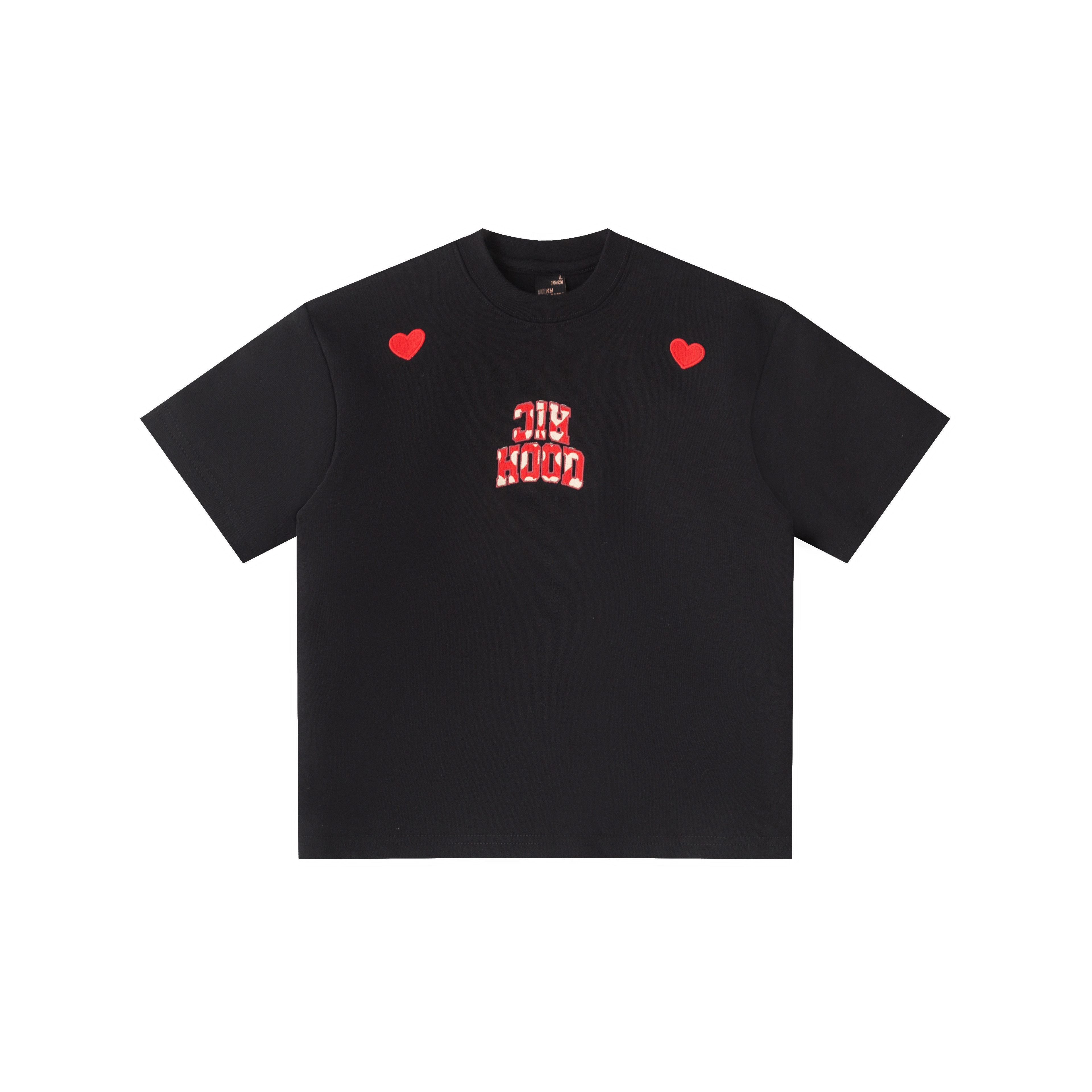 RickyisClown_Heart_Embroidery_Slim_Fit_Men's_Cotton_Blend_Short_Sleeve_T-shirts_MISSTT