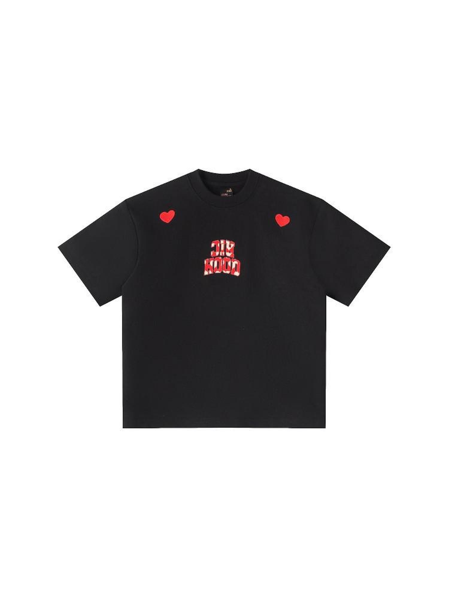 RickyisClown Heart Embroidery Slim Fit Men's Cotton Blend Short Sleeve T-shirts