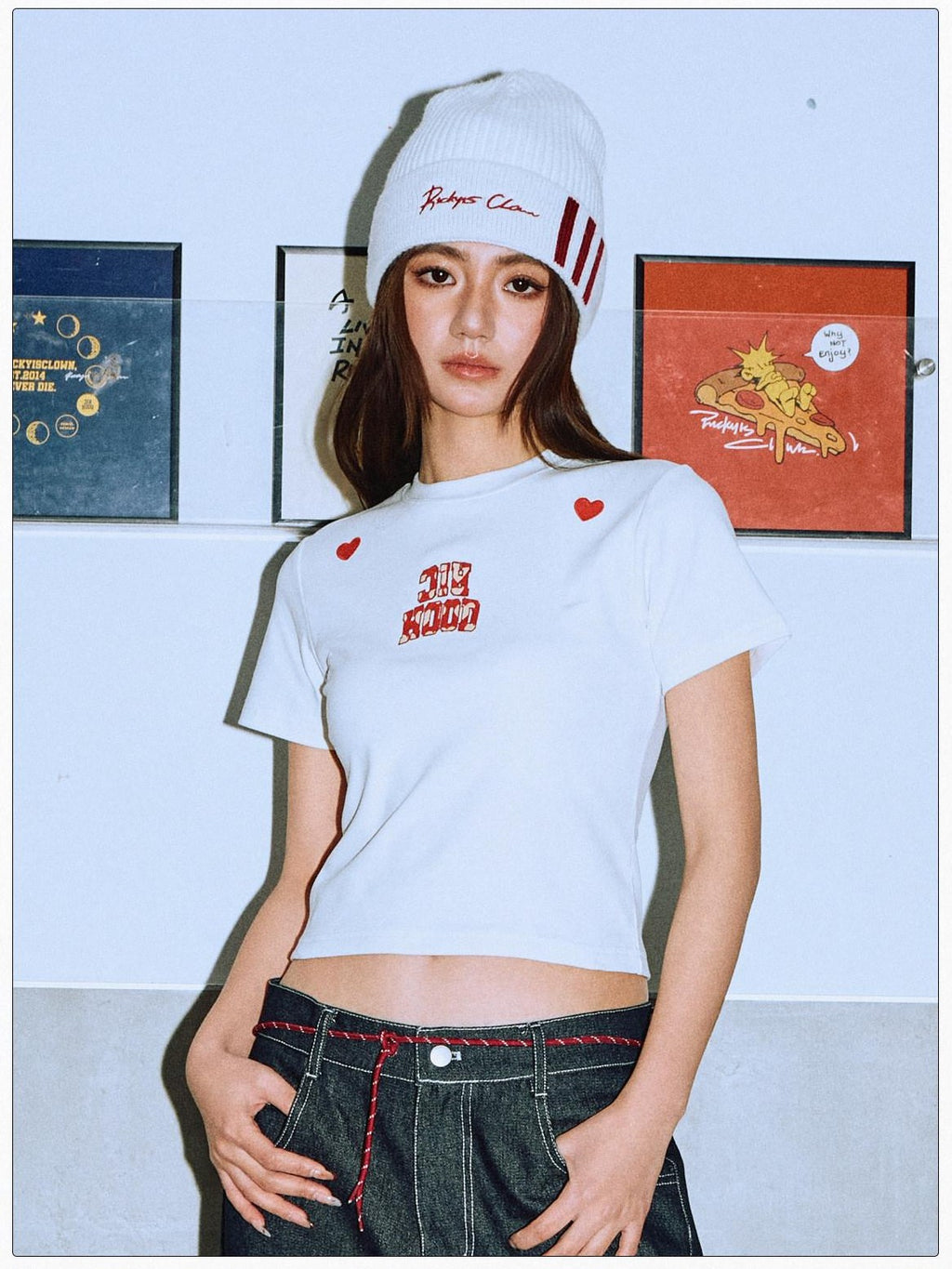 RickyisClown Heart Embroidery Slim Fit Men's Cotton Blend Short Sleeve T-shirts
