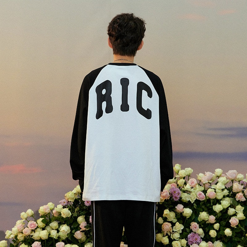 RickyisClown_Heart_Logo_Raglan_Sleeve_Loose_Fit_Men's_Cotton_Blend_Long_Sleeve_T-shirts_MISSTT