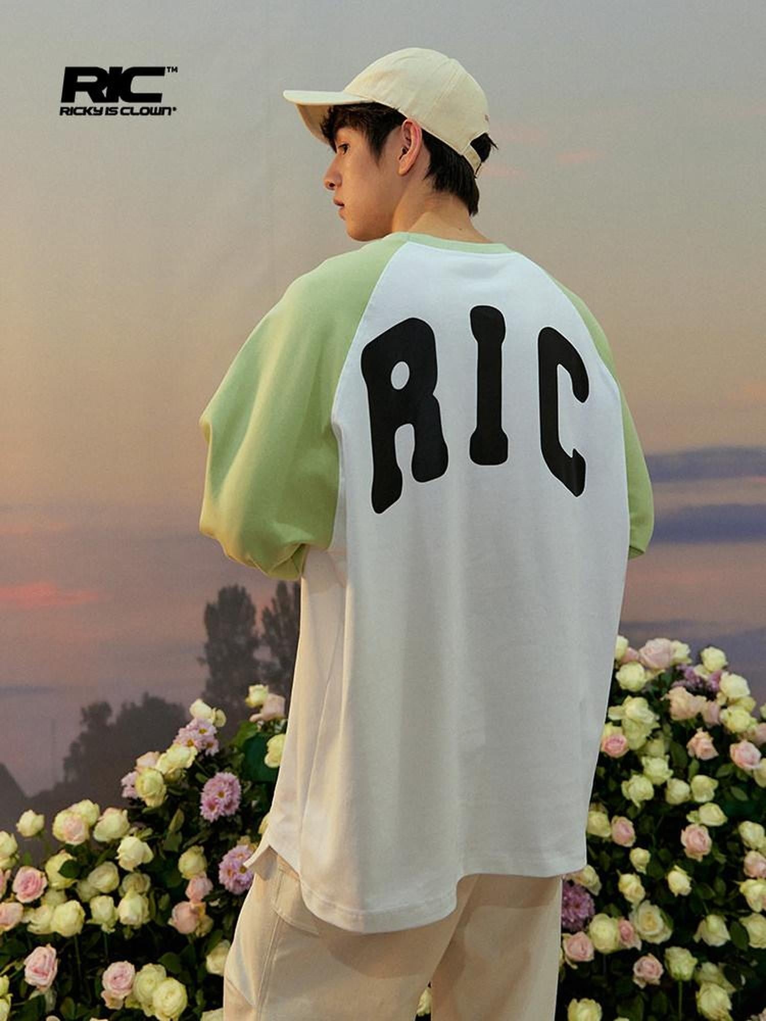 RickyisClown Heart Logo Raglan Sleeve Loose Fit Men's Cotton Blend Long Sleeve T-shirts