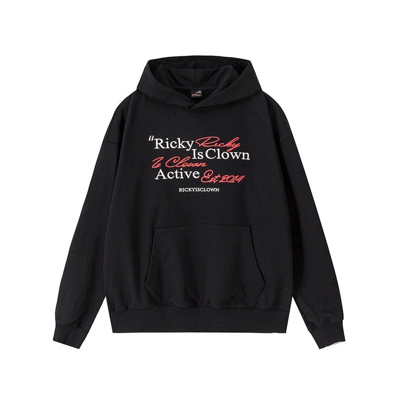 RickyisClown_Heather_Grey_Handwritten_Embroidery_Hooded_Men's_Cotton_Blend_Pullover_Hoodies_MISSTT