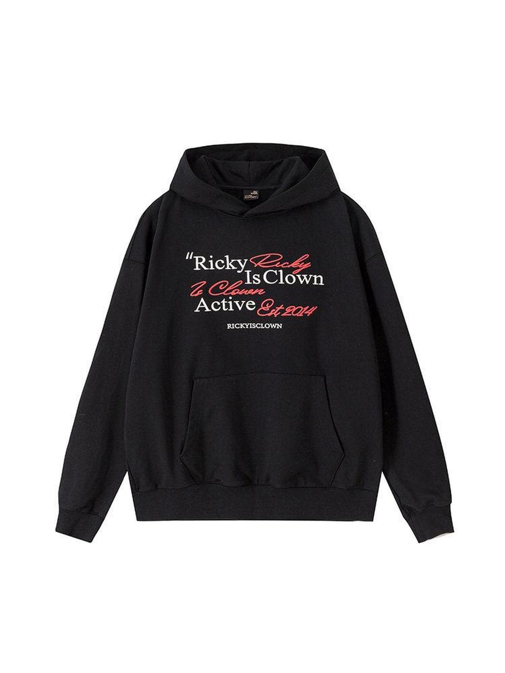 RickyisClown Heather Grey Handwritten Embroidery Hooded Men's Cotton Blend Pullover Hoodies