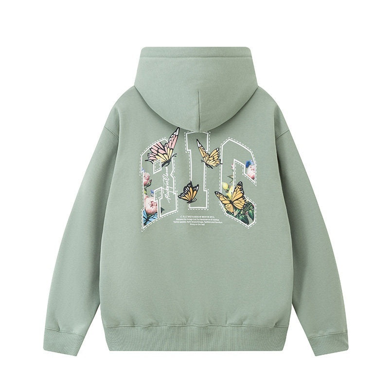 RickyisClown_High_Street_Butterfly_Embroidery_Loose_Fit_Men's_Cotton_Blend_Pullover_Hoodies_MISSTT