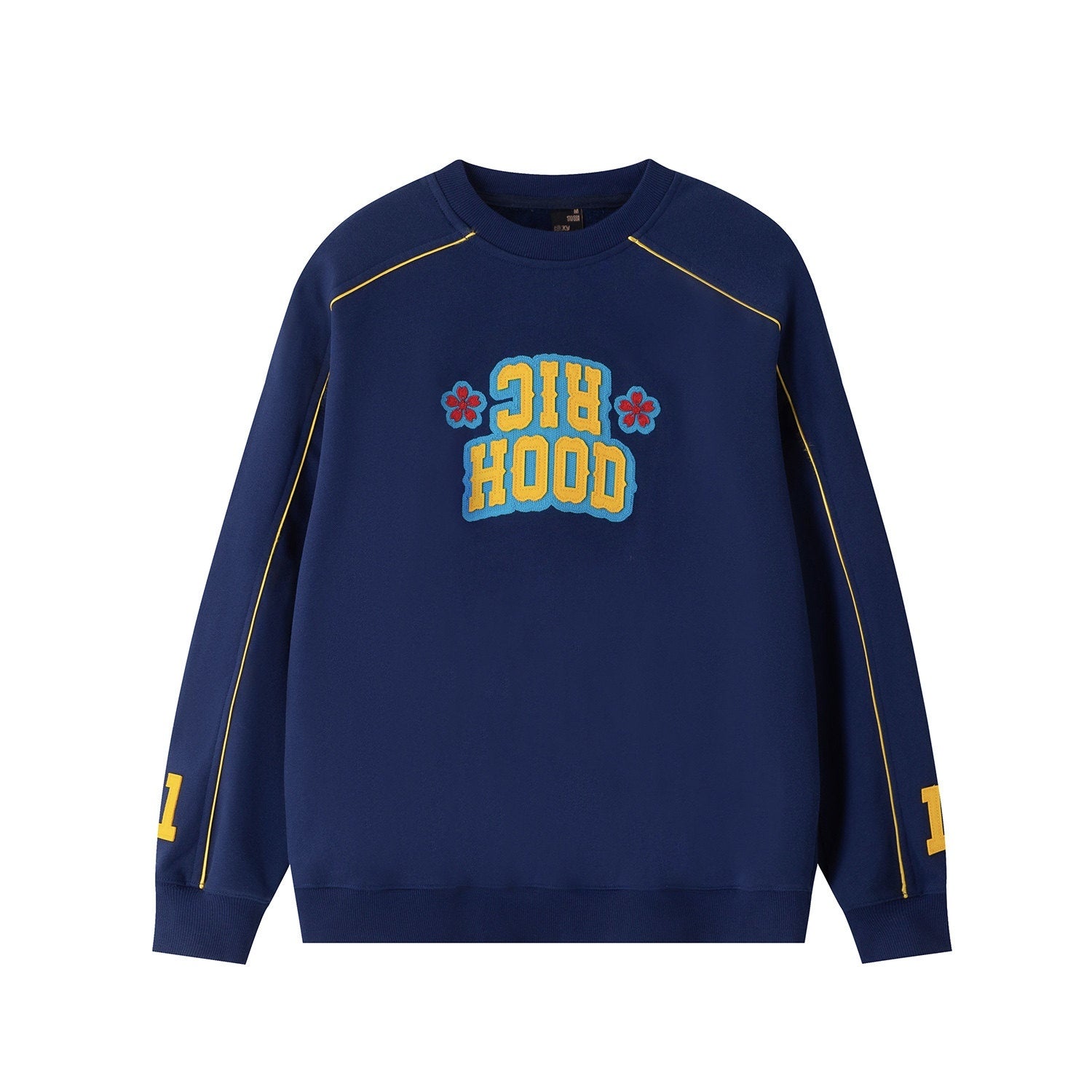 RickyisClown_Inset_Stripe_College_Crewneck_Men's_Cotton_Blend_Pullover_Hoodies_MISSTT