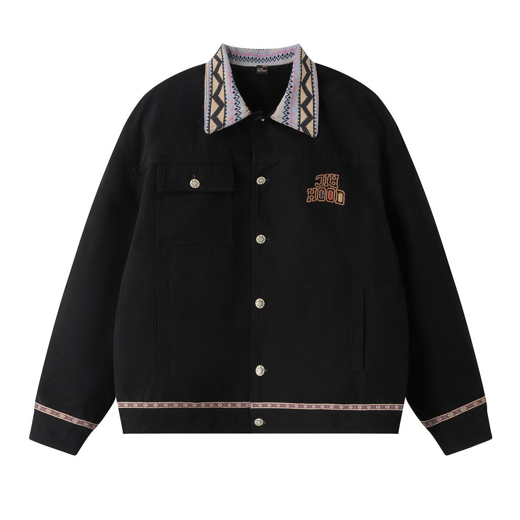 RickyisClown_Khaki_Colorblock_Patchwork_Ethnic_Windproof_Loose_Men's_Cotton_Coach_Jackets_MISSTT