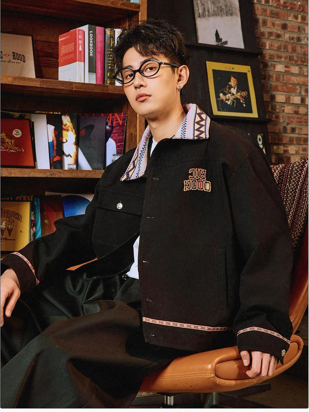 RickyisClown Khaki Colorblock Patchwork Ethnic Windproof Loose Men's Cotton Coach Jackets